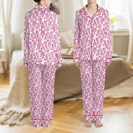 Handcrafted Cotton Pajamas: Traditional Indian Block Print Fuchsia Botanical Vine Sleepwear Satin Pajamas Set