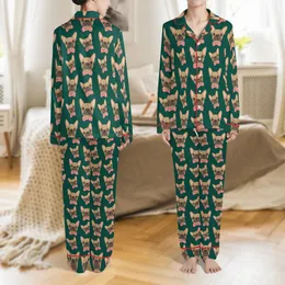 Dogs & Cats Satin Pajamas: Emerald French Bulldog Candy Cane Bow Tie Design - Holiday Pet Sleepwear Satin Pajamas Set