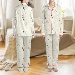 Women's Minimalist Line-Art Moon Star Floral Pajama Set PDF Sewing Pattern Satin Pajamas Set