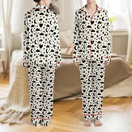 Unisex Whimsical Moon Star Cloud Animal All-Over Print Comfy Sleep Set Satin Pajamas Set