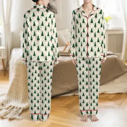 Personalized Family & Kids Classic Christmas Tree, Berry & Light Pattern Red Velvet Pajama Set Satin Pajamas Set