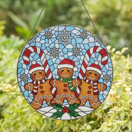 Holiday Enthusiasts' Tiffany Style Stained Glass Gingerbread Men Christmas Mosaic Candy Canes Holly Snowflakes Stained Glass Suncatcher
