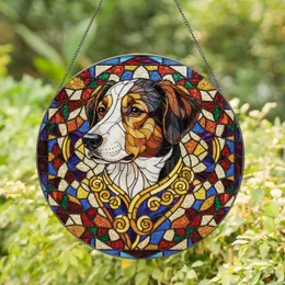 Dog Lovers' Tiffany Style Stained Glass Dog Portrait Jewel Tone Geometric Mosaic Art Stained Glass Suncatcher