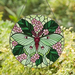 Art Enthusiasts' Tiffany Style Jewel Tone Luna Moth Floral Stained Glass Mosaic Stained Glass Suncatcher