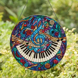 Music Enthusiasts' Vibrant Jewel Tone Stained Glass Treble Clef Kaleidoscope Mosaic Stained Glass Suncatcher