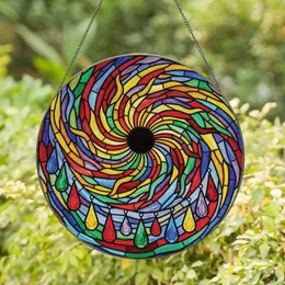 Art Lovers' Radiant Tiffany Style Stained Glass Sunburst Geometric Jewel Tone Mosaic Stained Glass Suncatcher