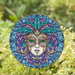 Masquerade Art Lovers' Ornate Stained Glass Venetian Mask Purple Teal Gold Baroque Art Stained Glass Suncatcher