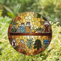 Art Lovers' Detailed Stained Glass Botanical Shelf Mosaic Warm Jewel Tones Art Stained Glass Suncatcher
