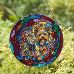 Yorkshire Terrier Owners' Vibrant Tiffany Stained Glass Yorkie Jewel Tone Mosaic Art Stained Glass Suncatcher