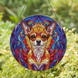 Chihuahua Lovers' Vibrant Stained Glass Mosaic Dog Art with Tiffany Jewel Tones Stained Glass Suncatcher