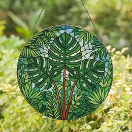 Plant Lovers' Tiffany Style Jewel-Toned Monstera Leaf Tropical Stained Glass Mosaic Stained Glass Suncatcher