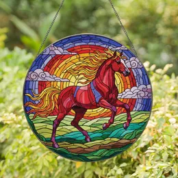 Horse Lovers' Majestic Prancing Horse Tiffany Style Stained Glass Jewel Tone Mosaic Stained Glass Suncatcher