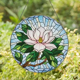 Art Lovers' Tiffany Style Stained Glass Magnolia Blossom Intricate Floral Mosaic Jewel Tones Stained Glass Suncatcher