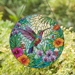 Nature Lovers' Intricate Tiffany Stained Glass Hummingbird Tropical Floral Jewel Tone Mosaic Stained Glass Suncatcher