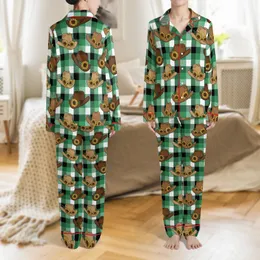 Women's All-Season: Rustic Cowboy Hat & Sunflower Emerald Green Plaid Sleep Set Satin Pajamas Set