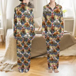 Sparklecore Christmas Highland Cow Tumbler Design: Seamless Glitter Winter Calves Digital PNG Satin Pajamas Set