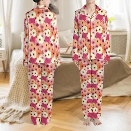 Grandma's Keepsake 'My Grandkids Say' Blush Pink Gerbera Daisy Sleep Set Satin Pajamas Set