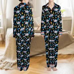 Kids' Comic Pop Art Pajamas Sewing Pattern: Stars, Lightning & 'WHAM!' T-Shirt Jogger Set Satin Pajamas Set
