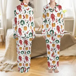 Festive Family Pajamas: Whimsical Pancakes & Holiday Sleepwear Pattern - Cozy Christmas Set Satin Pajamas Set