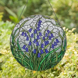 Nature Lovers' Tiffany Stained Glass Bluebell Floral Mosaic Jewel Tones Edge-to-Edge Design Stained Glass Suncatcher