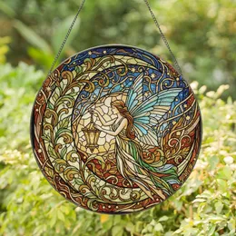 Fantasy Art Lovers' Tiffany Style Stained Glass Fairy Celestial Mosaic Gleaming Jewel Tones Intricate Vines Stained Glass Suncatcher