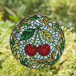 Art Enthusiasts' Intricate Stained Glass Cherry Mosaic Tiffany Style Jewel Tones Stained Glass Suncatcher
