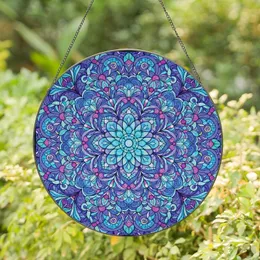 Art Lovers' Intricate Stained Glass Mandala Floral Sapphire Turquoise Fuchsia Jewel Tones Stained Glass Suncatcher