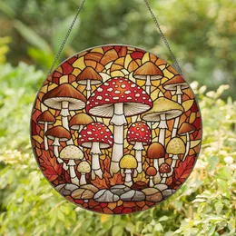 Nature Lovers' Intricate Stained Glass Wild Mushroom Autumn Jewel Tone Mosaic Stained Glass Suncatcher
