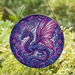 Dragon Art Lovers' Tiffany Style Stained Glass Serpentine Dragon Violet Sapphire Fuchsia Black Mosaic Stained Glass Suncatcher