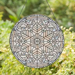 Art Enthusiasts' Detailed Tiffany Style Stained Glass Snowflake with Ice Crystal Mosaic in Creamy Jewel Tones Stained Glass Suncatcher