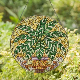 Nature Lovers' Intricate Tiffany Style Stained Glass Tropical Plant Mosaic Jewel Tones Stained Glass Suncatcher