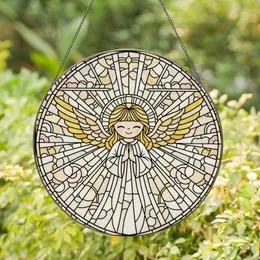 Art Lovers' Tiffany Stained Glass Angel: Praying Blonde Angel White Golden Yellow Mosaic Stained Glass Suncatcher