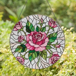 Rose Lovers' Intricate Tiffany Stained Glass Pink Rose Garden Bloom Mosaic Stained Glass Suncatcher