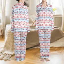 Kids Personalized Christmas Pajamas: Striped Monogram Bow Pima Cotton 2-Piece Sleep Set Satin Pajamas Set