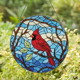 Nature Lovers' Vibrant Red Cardinal Tiffany Stained Glass Intricate Mosaic Stained Glass Suncatcher