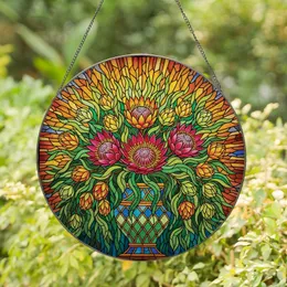 Floral Art Lovers' Radiant Protea Bouquet Tiffany Stained Glass Floral Mosaic Jewel Tones Red Pink Green Stained Glass Suncatcher