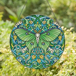 Nature Lovers' Tiffany Stained Glass Luna Moth Chartreuse Green Wings Emerald Aqua Mosaic Stained Glass Suncatcher