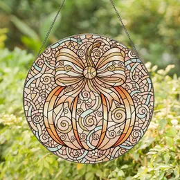 Art Lovers' Tiffany Stained Glass Whimsical Pumpkin Iridescent Peach Aqua Gold Mosaic Swirls Stained Glass Suncatcher