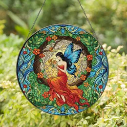 Fantasy Art Lovers' Vibrant Tiffany Stained Glass Fairy Butterfly Wings Fireflies Jewel Tone Art Stained Glass Suncatcher