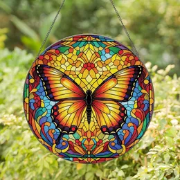 Art Lovers' Opulent Stained Glass Butterfly, Vibrant Jewel Tone Floral Mosaic Sky Pattern Stained Glass Suncatcher