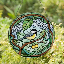 Art Lovers' Vibrant Intricate Tiffany Style Stained Glass Chickadee Black Lead Lines Mosaic Stained Glass Suncatcher