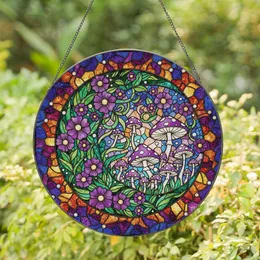 Fantasy Art Lovers' Intricate Tiffany Stained Glass Crescent Moon Celestial Flora Fungi Design Stained Glass Suncatcher