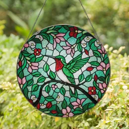 Nature Lovers' Intricate Stained Glass Hummingbird Tiffany Style Jewel Tone Garden Mosaic Pattern Stained Glass Suncatcher