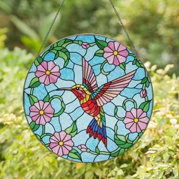 Nature Lovers' Vibrant Tiffany Stained Glass Hummingbird Floral Mosaic Jewel Tones Stained Glass Suncatcher