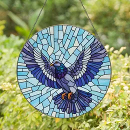 Urban Art Lovers' Soaring Pigeon Tiffany Stained Glass Geometric Jewel Tone Design Stained Glass Suncatcher