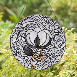 Nature Lovers' Tiffany Stained Glass Cotton Flower Lavender Amber Intricate Mosaic Stained Glass Suncatcher