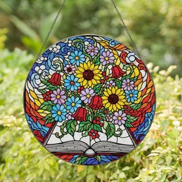 Nature Lovers' Vibrant Tiffany Stained Glass Wildflower Book Sunflower Daisy Mosaic Stained Glass Suncatcher