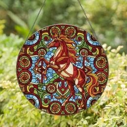 Horse Lovers' Majestic Prancing Horse Jewel Tone Tiffany Stained Glass Mosaic with Swirling Patterns Stained Glass Suncatcher