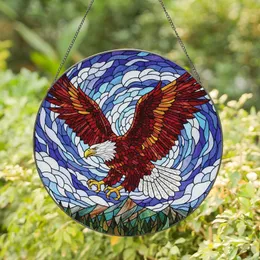 Art & Wildlife Lovers' Intricate Tiffany Glass Bald Eagle Descending Flight Mosaic, Jewel Tones Stained Glass Suncatcher