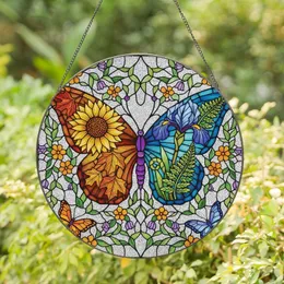 Art Lovers' Tiffany Stained Glass Butterfly Botanical Mosaic Jewel Tones Design Stained Glass Suncatcher